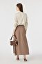 Belt Pieces Pleated Long Mocha Skirt 0212 - 6