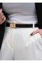 Black/Square Lockable Gold Buckled Adjustable Women's Belt I Pants Belt I, Jacket Belt I Belt I - 2