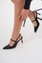 Black Patent Leather Pointed Toe With Scarf Classic Slim Heeled Shoes - 8