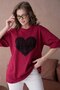 Oversized Crew Neck Heart Patterned Knitted T-Shirt Ss26Ts0032 - 6