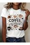 Kahvee Printed White Oversized Unisex T-Shirt Basic Comfortable Fit Daily Tshirt