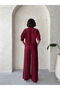 Butterfly Detailed Pleated Shirt - Burgundy |   D2782 - Claret Red - 5