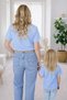 Mother & Child Twin T-Shirt – Mother Daughter Combination Oversized T-Shirt Pink Queen B Printed (Single Price) - 2