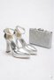 Women's Silver Stiletto Heel U H Lightweight Platform Pointed Toe Stylish Evening Dress Shoes Stiletto and C Bag Combination