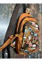 Waterproof Tile Orange Color Cartoon Patterned Days Shoulder Bag Waist Bag - 3