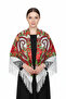 - White & Gold Folk Shawl