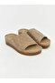 Lcw Steps Beige Suede Look Wedge Sole Women's Slippers