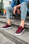 Ch015 First Edition Men's Daily Lace-Up Leather Sports Sneakers Shoes Cbt - Claret Red - 4