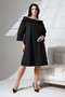Schık Women's Collar Gathered Sleeves and Hem Ruffle Detail Pocketed Dress Black Sckwm24El02