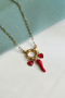 Love & Luck Steel Sailor Clasp Necklace with Pepper and Heart Figures