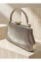 Anthracite Gray Platinum Color Laser Patterned Chain Strap Women's Evening Dress Bag Wedding Engagement Graduation - 3