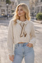 Women's Bow Detail Lace Collared Knitwear Sweater – Long Sleeve Stylish Knitwear