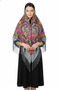 - Frosted Grey Folk Shawl – Golden Paisley Design - 2