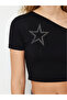 Women's Star Stone Print Boat Neck Asymmetrical Cut Stretch Fabric Blouse - 2