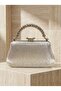 Silver Gray Lame Color Laser Patterned Chain Strap Women's Evening Dress Bag Wedding Engagement Graduation - 4
