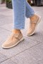 Beige Suede Buckled Women's Ballet Flats Comfortable Sole Casual Mary Janes Women's Shoes - 3