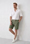 Men's Khaki Muslin Linen Shorts 100% Cotton Back Pocketed Full Fit - 3