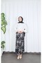 Skirt Patterned Pleated Shirt Suit Black Hnt8534 - 5