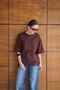 Lace Detailed Asymmetrical T-Shirt - Brown |   D2953 - 3
