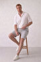 Men's Gray Muslin Linen Shorts 100% Cotton Back Pocketed Full Fit - 4
