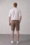 Men's Brown Muslin Linen Shorts 100% Cotton Back Pocketed Full Fit - 7