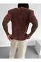 Men's Half Oversized Striped Washable Knitwear T-Shirt Corded Fabric Cotton Knitwear T-Shirt - 3