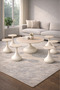 Round Beige Coffee Table Set with 6 Side Tables 80 × 80 × 48 cm - 2