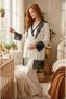 New Season Ecru Short Sleeve Breastfeeding Feature 100% Cotton Lace Piece Summer Maternity Dressing Gown Pajama Set - 8