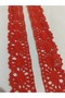 Red Guipure Lace Kopanaki Eyelet Embroidery Edges Raw Cotton Strips - 2