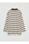 Lcw Modest Blue Polo Neck Striped Women's Sweatshirt Tunic - 3