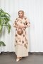 Paneled Patterned Sleeve Epaulettes Dress Coffee Hnt7526 - 2