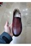 Women's Inside-Outside H Genuine Leather O Orthopedic Ç Reversible Elastic K Non-Slip m Transitional Claret Red Mother Shoes - 2