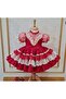 Red Puffy Ruffle Dress Eyelet Embroidery - 3