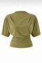 Women's Oil Green Fitted Bat Sleeve Stretchy Knitted Blouse 0067