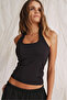 Black Halter Neck Women's Tank Top Mg2680