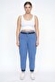 Women's Indigo Summer Pants with Elastic Waist, R Ribbed and Elastic Cuffs and R Ribbed D Denim Trousers
