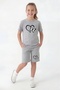 Round Neck T-Shirt and Colorful Capri Pants with Print Detail for Girls - 2