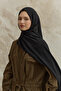 Qef Scarf Soft Line Cotton Shawl 001 Black - 2