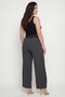 Women's Black Summer Pants with Ribbed Accessories and Wide-Leg Waistbands - 5