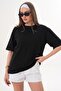 Women's Back Print Detailed Crew Neck Oversize T-Shirt 260257 - 3