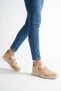 Beige Color Real Genuine Leather Women's Sandals Shoes Velcro Thick Sole Pery - 3