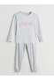 Lcw Dream Gray Crew Neck Embroidered Women's Pajama Set - 7