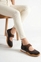 Brown Real Genuine Leather Women's Sandals Shoes Velcro Thick Sole Pery - 6