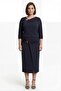 Women's Navy Blue Summer Dress with Slit Detail and Accessories Top and Bottom Set