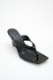 Black Leather Women's Wedge Heel Piece Flip Flops Slipper Mina - 8
