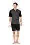 Men's 3-Piece Short Sleeve V-Neck Jacquard Combed Cotton Pajama Set (Boxed Product) - 3