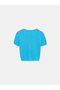 10788 Crew Neck Textured Knitwear Blouse-Turquoise - 6