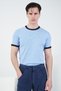 Contrast Detailed Crew Neck Blue T-Shirt - 3
