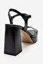 Women's Platform Heeled Ankle Strap Evening Dress Shoes Zy 4148 Black - 4
