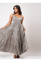 Sleeveless Tiered Maxi Night Gown with Animal Print